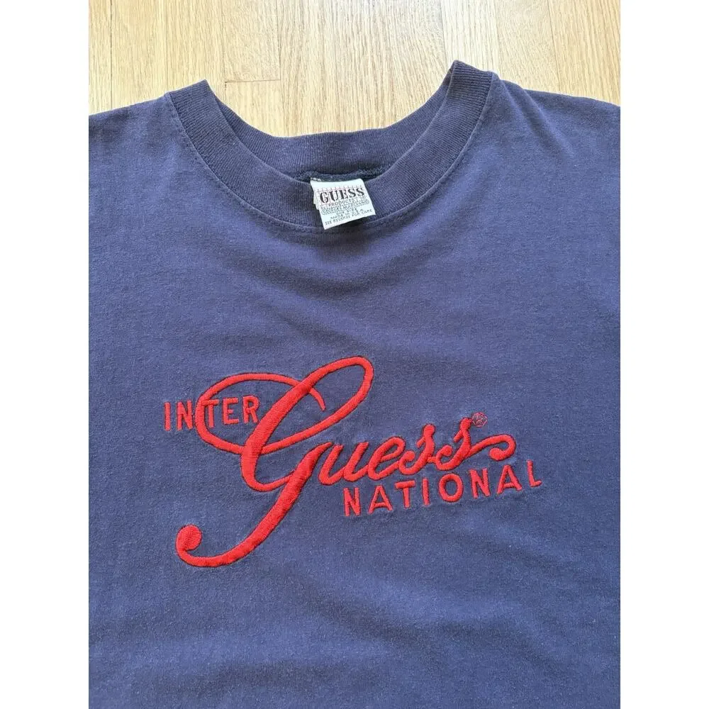 Guess Jeans USA Georges Marciano Oversized T-Shirt Spell Out XL VTG 90s S/S - Picture 2 of 5